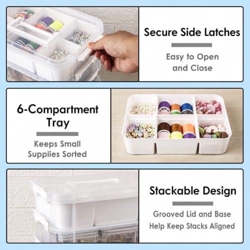 CraftGenes Craft Organizer, 4 Tier Storage Box with Removable Trays, White - Image 4