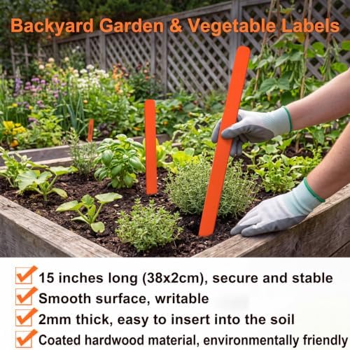 Weysat 200 Pcs 15" Wood Plant Labels for Field or Containers Plant Tags Wood Garden Labels for Seedling Stakes Markers Nursery Seed Tags with Smooth Surface for Pot Herbs Flowers Vegetables - Image 3