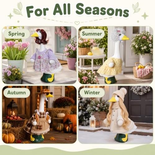 4Pcs Porch Goose Wigs Set Porch Goose Outfits Accessories for Outdoor Statue Accessories Garden Patio Yard Goosey Decoration (4PCS Wigs with False Lashes) - Image 3