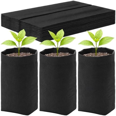 Fabric Grow Bags - 7x10 inches Black Plant Grow Bags, 50pcs by ENPOINT