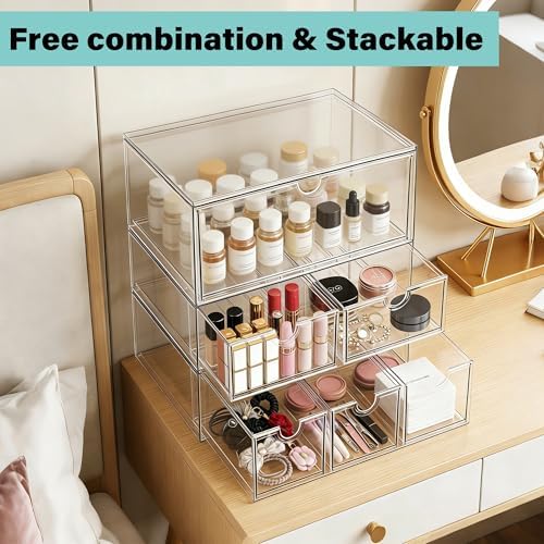 Prsildan Acrylic Storage Drawers Clear Makeup Organizer with 4 Drawers - Image 5