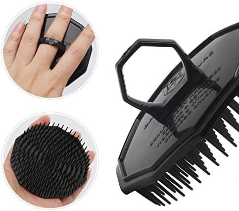 Scalp Massage Shampoo Brush, Segbeauty 4pcs Massage Hair Brushes Floriated Shower Comb for Deep Cleaning Hair Men's Hand Brush Growth Beard Brush Pet Grooming Brushes (Black(Ringed Handle)) - Image 3