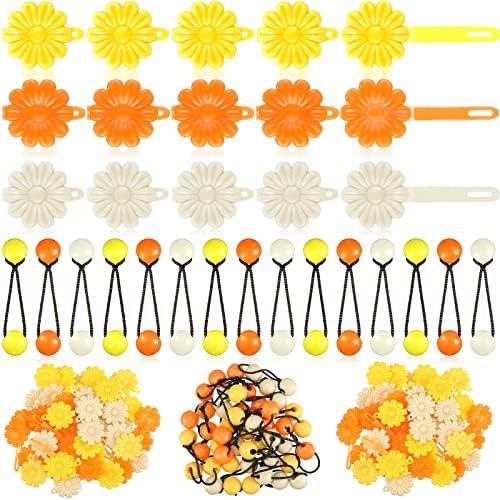 72 Pcs Hair Accessories Set - Self Hinge Barrettes, Bows, Flowers, Plastic Clips for Baby Girls, Toddlers (Orange, Red, Yellow, White) by Jutom