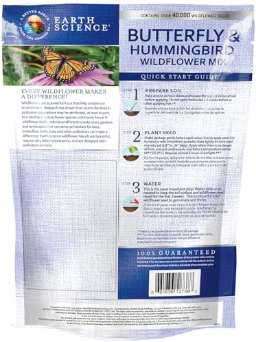 Earth Science Butterfly & Hummingbird Wildflower Seed Blend - 4oz - Premium Flower Seeds to Attract Bees, Butterflies, Hummingbirds & Native Pollinators - Non GMO - Image 2