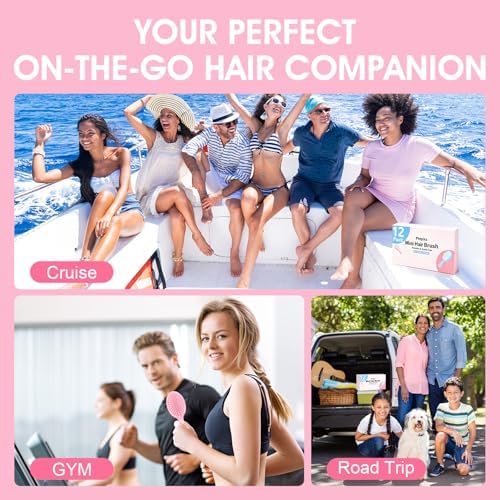 12 Pack Mini Detangling Brushes for Wet & Dry Hair, Compact Travel Hairbrush for Teens & Adults, Perfect for Bridesmaid Gifts, Party Favors & Stocking Stuffers (Pink) - Image 5