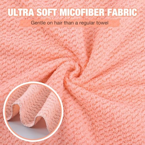 3 Pack Microfiber Hair Drying Towels for Women, Super Absorbent Microfiber Hair Towel for Curly Hair, Hair Drying Towel Wrap for Hair Care with Elastic Strap - Image 5