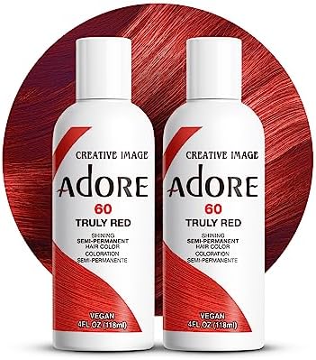 Adore Semi Permanent Hair Color, 060 Truly Red, 4 Fl Oz (2 Pack) by Adore