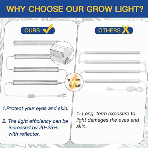 T5 LED Grow Lights, 204pcs Bulb 5000K White Full Spectrum Plant Light Strips for Indoor Plants, Shelves Greenhouse Seedling, End-to-End Connectable with V-Shaped Reflector - Image 3