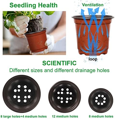 Augshy 120 Pcs Plastic Plants Nursery Pot, Seed Starting Pots 4,5,6-Inch - Image 4