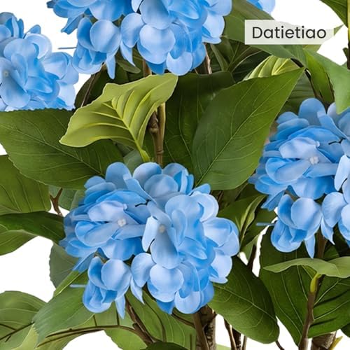 3FT Artificial Hydrangea Tree 2 Pack, Realistic Faux Hydrangea Plants in Pot with Blue Flowers, Lifelike Faux Greenery Home Indoor Outdoor Front Porch Garden or Wedding, Blue - Image 2