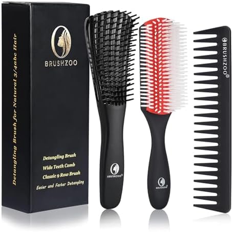 Detangler Hair Brush for Curly Hair, Curly Hair Brush for Natural 3/4abc Hair, Detangling Brush for Women Men Kids Styling Defining by Brushzoo