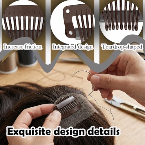 9-Tooth Plastic Wig Clips, Dark Brown Hair Extension Clips, 6 Pack - Image 6