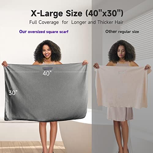 Umisleep Extra Large Microfiber Hair Towel, Ultra Absorbent, Grey - Image 5