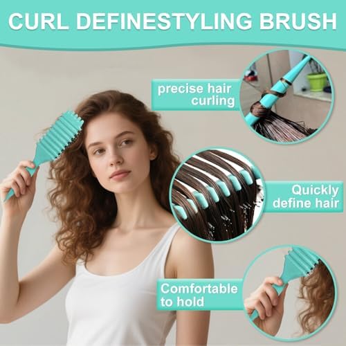 Curl Defining Hair Brush, 2025 Flash Hair Styling Brush for Curly Hair, Shaping & Defining Curls for Women（Green) - Image 5