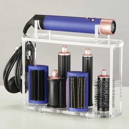 LifeLAZA Acrylic Holder and Organizer Compatible with Airwrap of Dyson and Airwrap Attachments, Airwrap Stand Storage, Countertop Airwrap Styler Rack Compatible with Airwrap Accessories by LifeLAZA