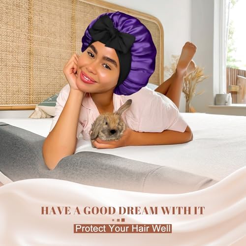 CHLINS Double Layer Satin Bonnet for Sleeping, Hair Bonnet for Curly Hair - Image 6