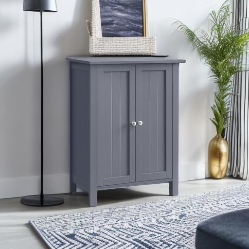 VASAGLE Bathroom Floor Storage Cabinet, 2 Adjustable Shelves,Slate Gray - Image 6