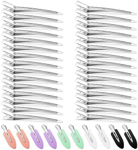40 Pcs Duck Bill Clips, Metal Alligator Clips for Hair Styling, Rustproof 3.5 Inch Curl Clips with Holes for Women, Coloring, Salon Use for Thick Hair & Thin Hair by CWJCYTNSN