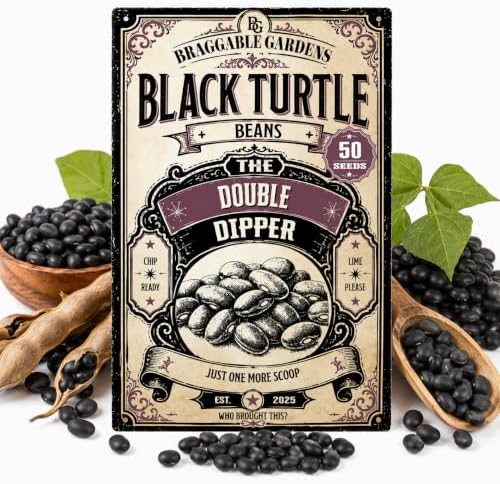Black Turtle Bean Seeds for Planting, Heirloom Dry Bean Vegetable Seeds, Productive Black Bean Variety for Soups, Burrito Bowls, Dips, Southwestern Recipes and Dry Storage by BraggableGardens