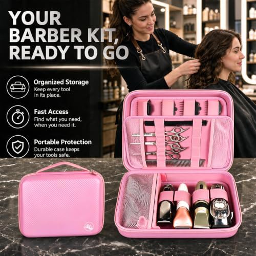 Boobowl Hard Travel Case for Hair Clippers, Barber Tool Organizer, Pink - Image 7