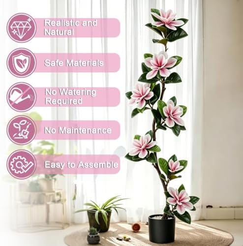 4.6 Ft Magnolia Tree Fake Tree Magnolia Decor Tree for Living Room - Image 4