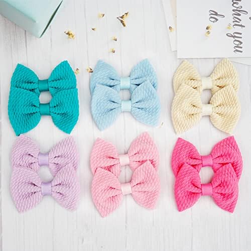 JOYOYO 60Pcs Baby Girls Kids Toddlers 2.75 Inch Twill Waffle Fabric Hair Bows Alligator Clips for Pigtails Hair Accessories and Bangs - Image 6