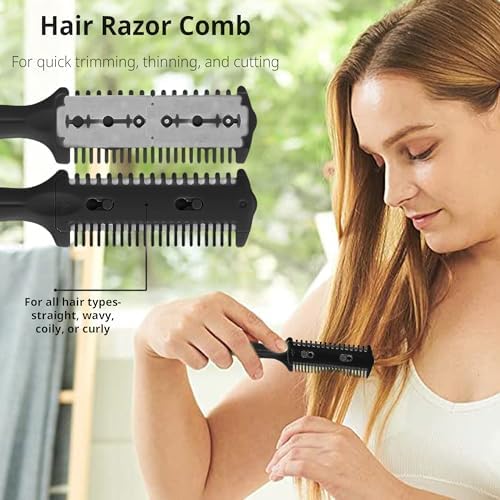 Soft 'N Style 3 Pack Double Sided Comb and Trimmer - Hair Razor Scissors, Split Ends Styler for Thin and Thick Cutting (Black) - Image 6