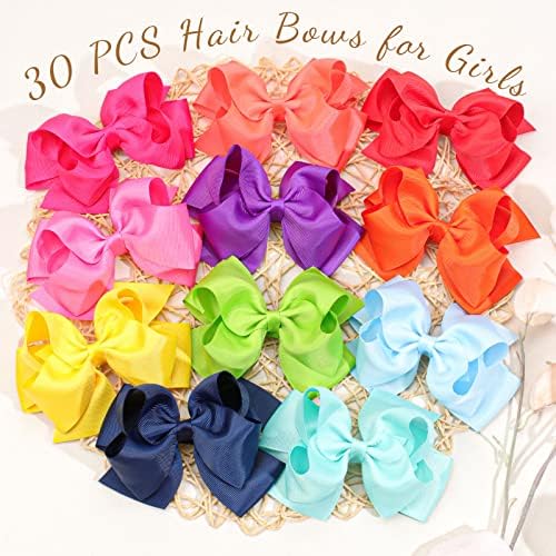 Oaoleer 30Pcs 6" Hair Bow Clips for Girls Tolddler Hair Accessories - Image 2