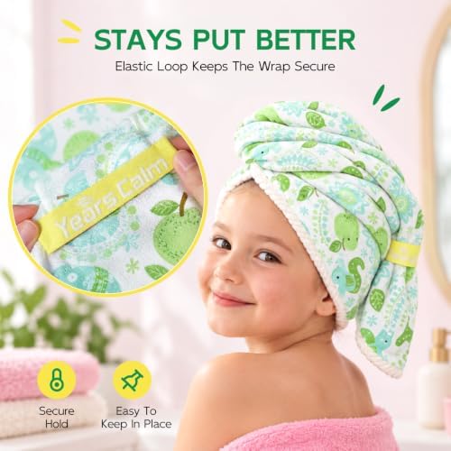 Years calm Microfiber Hair Towel for Kids,Large Dry Hair Cap Elephant - Image 5