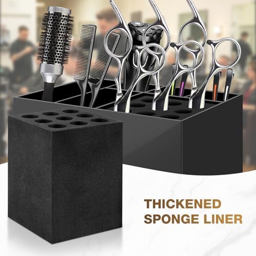 NICEMOVIC Barber Scissors Holder Box, Barber Accessories Barber Supplies, Professional Salon Hairdressing Scissors Rack Holder Storage Organizer for Hairstyling Combs Clips Brushes - Image 4