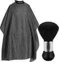 Professional Hair Cutting Cape with Neck Duster Brush, Salon Barber Cape, Hairdressing Accessories Black Stripe by Borogo