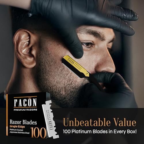 Facón Straight Razors for Men - Professional Barber Straight Edge Razor Kit with 100 Blades, Classic Stainless Steel Barbero Shaver for a Smooth & Precise Shave, Premium Barber Razor for Men's Shaving - Image 5