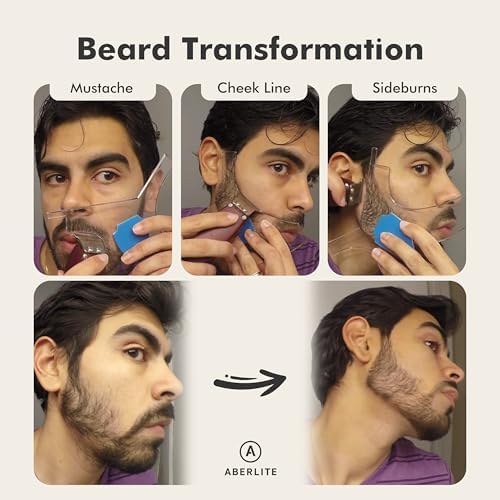 Aberlite ClearShaper 3.0 - Beard Shaper Kit w/Two Barber Pencils - Premium Shaping Tool - 100% Clear | Many Styles - The Ultimate Beard/Hair Lineup (US Patent) - Stencil Guide Template Outliner - Image 4