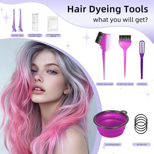 ROOHUA 12 Pcs Hair Dye Kit with Brush, Reusable Home Salon Color Hair Tools - Image 3