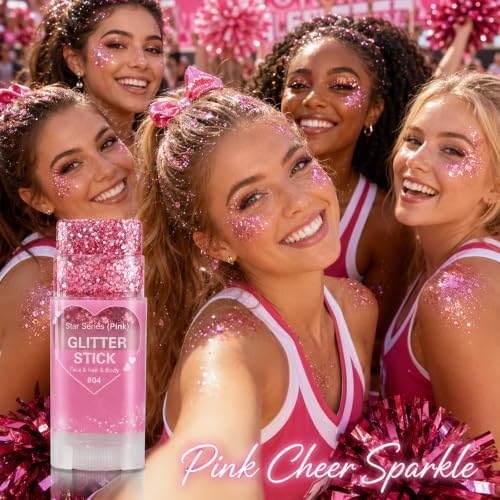 Go Ho Pink Glitter Stick, Sparkly Hair Face Body Shimmer for Women Kids - Image 2