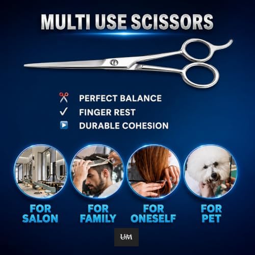 UM Supplies Scissors 7.5 | Premium Barber Shears For Hair Cutting | Multiple Purpose Cutting Scissors | Haircut Scissors For Salon I Women | Mens | kids I Pets - Image 3