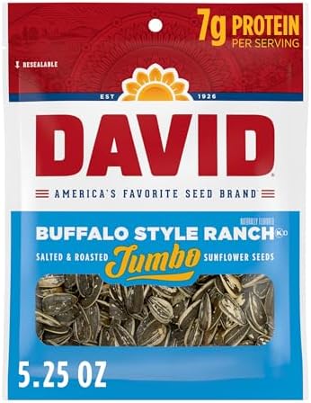DAVID Jumbo Sunflower Seeds, Buffalo Style Ranch Flavor, 5.25 Ounce (Pack of 12) by DAVID