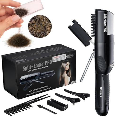 Split-Ender PRO - Original Professional Beauty Tool - Cordless Split End Hair Trimmer for Damaged, Dry, Brittle, Frizzy, Curly or Straight Hair (Black, Professional Kit) by Split-Ender