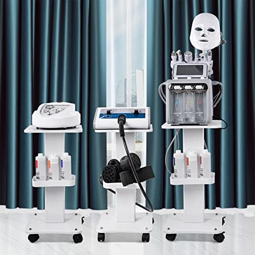 Beauty Trolley Cart with Wheels, 3 Tier Aluminum Beauty Rolling Cart, Hair Salon, Spa Salon, Vacuum Therapy Machine Trolley, Load 135lbs, 26.7 x 13.8 x 15 inch - Image 3
