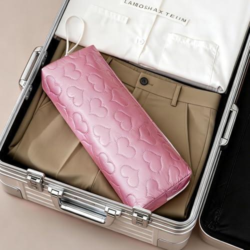 Heat Resistant Hair Tools Travel Bag, Portable Storage Case Pouch with Heart Pattern for Curling Irons, Flat Irons, Hair Straighteners and Accessories (Peach Pink) - Image 5