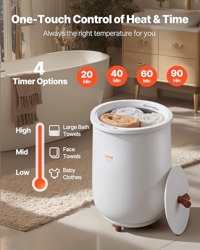 VEVOR Towel Warmers for Bathroom, Towel Warmer Bucket Auto Shut Off for Spa Fits up to 3 Oversized Towels, Blankets, Clothes, Bathrobes, PJ's and More - Image 6