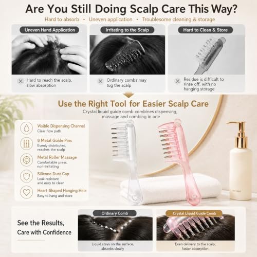 Hair Oil Applicator Comb, Hair Scalp Massaging Brush, # a - Image 6