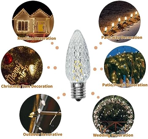 100PACK C9 LED Christmas Lights Shatterproof Waterproof Warm 2700K Plastic - Image 6