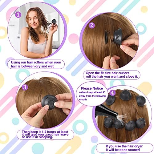 JANYUN 40 Pcs Black Silicone Hair Rollers,Heatless Hair Styling Tools - Image 3