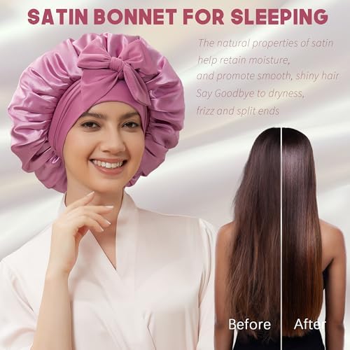 Satin Bonnet with Tie, Silk Hair Bonnets for Women for Sleeping - Image 6