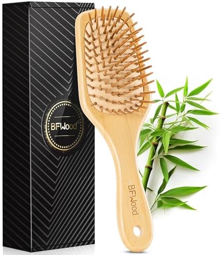 BFWood Bamboo Paddle Hair Brush, Detangler Hairbrush with Bamboo Bristles by BFWood