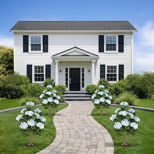 2Pack 3FT Artificial Hydrangea Trees with Spikes – Realistic Hydrangea Artificial Flowers for Outdoor & Indoor Décor, Perfect Faux Hydrangea Flowers Tree for Home, Patio & Garden, Blue - Image 7