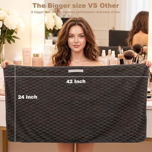 Super Soft Microfiber Hair Towels 2-Pack Lage Size (24x42 inch) for Women - Image 6