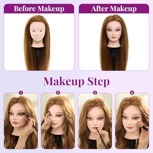28" Mannequin Head with 80% Human Hair for Hair Styling Makeup Practice#27 - Image 2