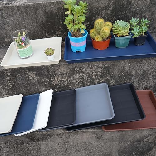 VUWEZ Plant Growing Trays 2 Pack, Plant Tray, 14.5"x11", Heavy Sturdy Plastic Plant Saucer Seed Trays, Seedling Starter Tray, Plant Drip Trays for Indoors, Seed Starter Growing Tray (Blue) - Image 3